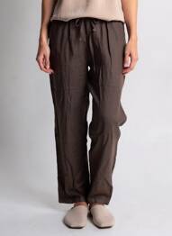 Pantalon droit taille élastique taille normale marron POMODORO femme