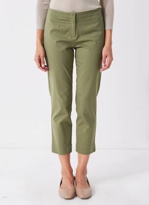 Pantalon 7/8 taille haute taille haute vert POMODORO femme