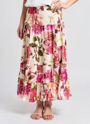 Jupe longue doublure rose POMODORO femme