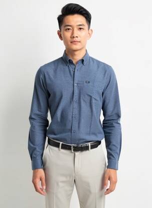 Chemise manches longues poches bleu OXBOW homme