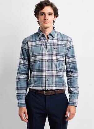 Chemise manches longues poches bleu LEE homme