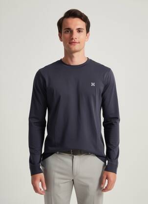 T-shirt broderie manches longues bleu OXBOW homme
