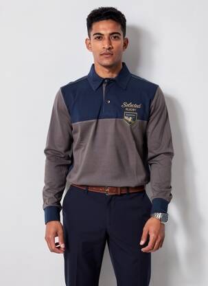 Polo manches longues manches longues bleu RUCKFIELD homme