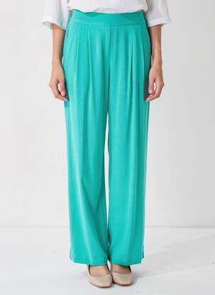 Pantalon droit taille élastique bleu SUNCOO femme