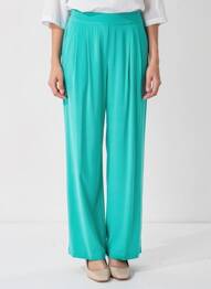 Pantalon droit taille élastique bleu SUNCOO femme