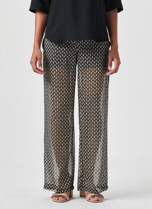 Pantalon droit fermeture zippée sous rabat avec crochet noir SCHOOL RAG femme