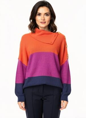 Pull coupe droite manches longues orange ROYAL MER femme