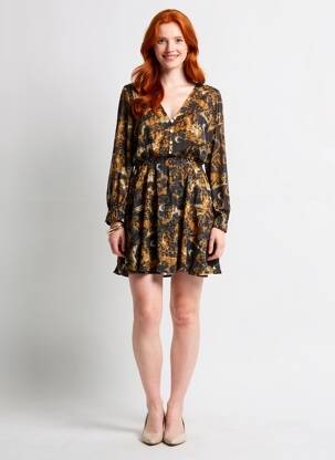 Robe courte coupe évasée manches longues noir SCOTCH & SODA femme