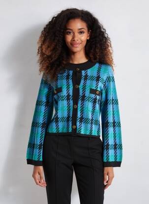 Gilet manches longues col rond bleu SUNCOO femme