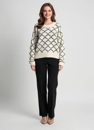 Pull col rond manches longues beige SELECTED femme