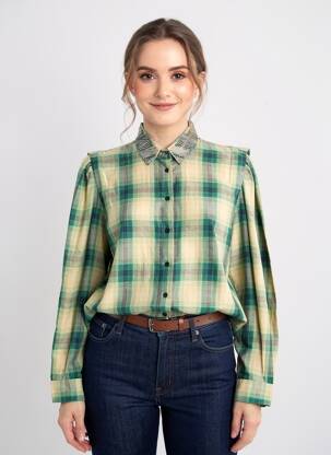 Chemisier coupe cintrée manches longues vert IKKS femme