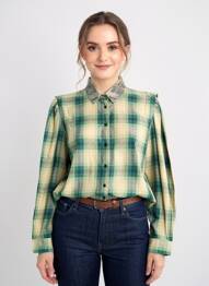 Chemisier coupe cintrée manches longues vert IKKS femme