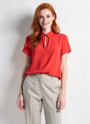 Chemisier coupe fluide manches courtes rouge I.CODE (By IKKS) femme