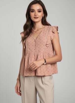 Blouse imprimé fantaisie sans manche rose ARTLOVE femme