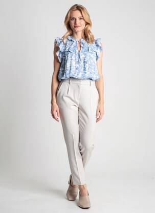 Blouse imprimé fantaisie sans manche bleu SUNCOO femme