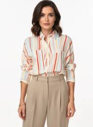 Chemisier imprimé fantaisie manches longues beige HARRIS WILSON femme