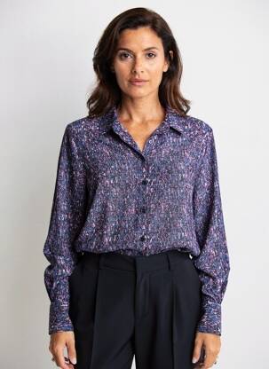 Chemisier imprimé fantaisie manches longues bleu ARTLOVE femme