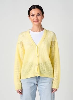 Gilet manches longues fermeture boutonnée sur le devant jaune I.CODE (By IKKS) femme