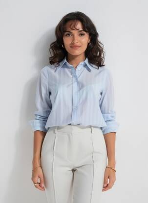 Chemisier imprimé fantaisie manches longues bleu SCOTCH & SODA femme