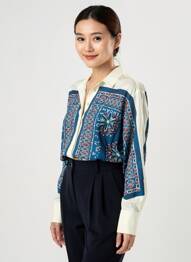 Chemisier imprimé fantaisie manches longues bleu SCOTCH & SODA femme