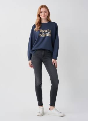 Sweat-shirt sérigraphie manches longues bleu BREIZH ANGEL femme
