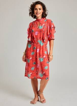 Robe mi-longue manches 3/4 manches 3/4 rouge POM AMSTERDAM femme