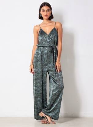 Combi-pantalon coupe fluide fines bretelles vert SCOTCH & SODA femme