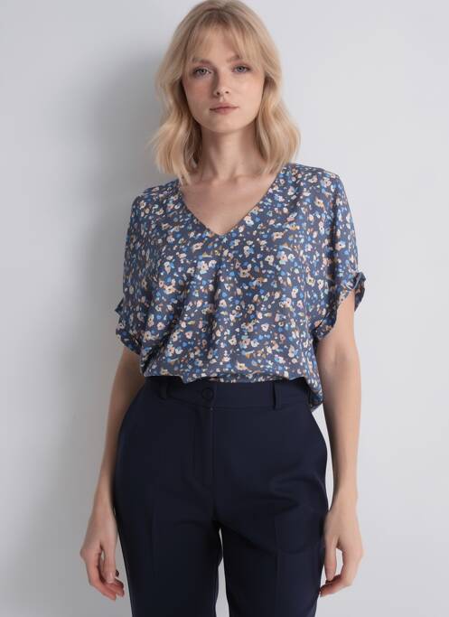 Top imprimé fantaisie manches courtes bleu I.CODE (By IKKS) femme