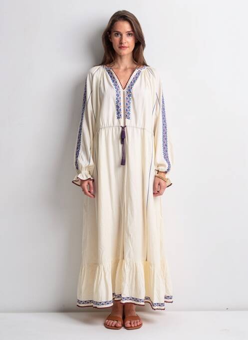 Robe longue manches longues manches longues beige SCOTCH & SODA femme
