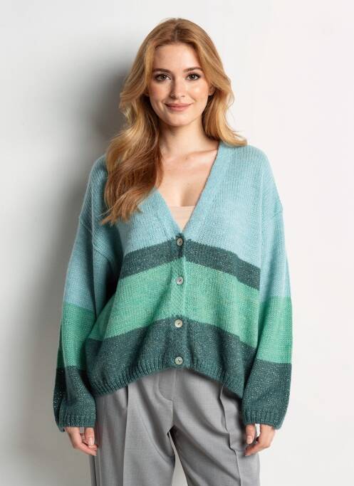 Gilet manches longues fermeture boutonnée sur le devant bleu ONE STEP femme