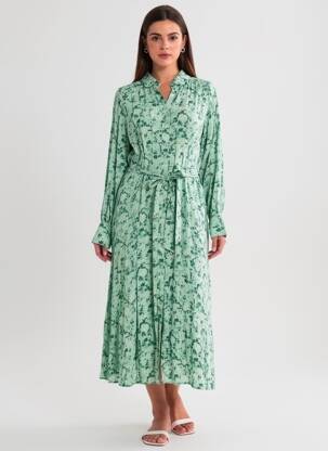 Robe longue manches longues manches longues vert SELECTED femme
