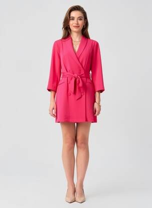 Robe courte manches longues manches longues rose SUNCOO femme