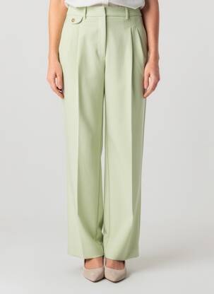Pantalon droit tissage crêpe taille haute vert SELECTED femme