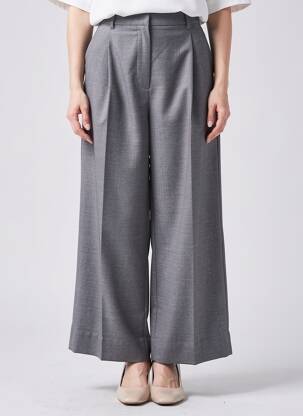 Pantalon large fermeture zippée sous rabat boutonné taille haute gris ARTLOVE femme
