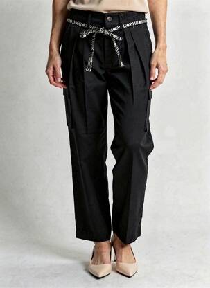 Pantalon droit tissage crêpe taille haute noir SCOTCH & SODA femme