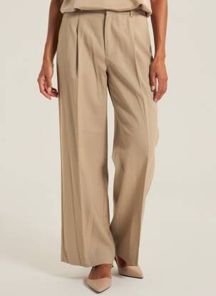 Pantalon large tissage popeline taille haute beige SCOTCH & SODA femme