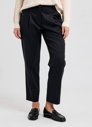 Pantalon chino fermeture zippée sous rabat avec crochet taille normale noir IKKS femme
