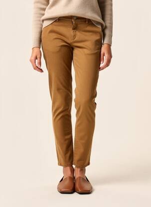 Pantalon chino stretch taille normale marron I.CODE (By IKKS) femme