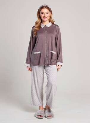 Pyjama coupe droite marron CANAT femme