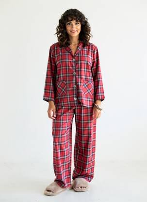 Pyjama coupe droite rouge LE CHAT femme