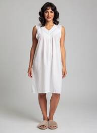 Chemise de nuit col v blanc CANAT femme