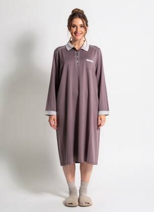 Chemise de nuit manches longues violet CANAT femme