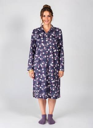 Chemise de nuit fermeture boutonnée sur le devant bleu CANAT femme