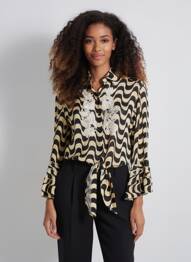 Chemisier coupe cintrée manches longues noir ICONIQUE femme