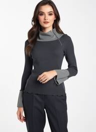 Pull coupe cintrée manches longues gris OSCALITO femme