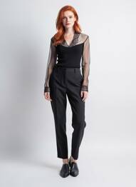 Top coupe cintrée manches longues noir OSCALITO femme