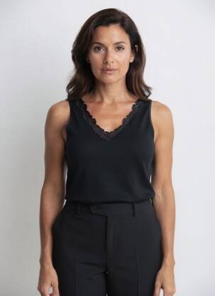 Débardeur col v sans manche noir OSCALITO femme