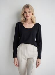 Pull coupe cintrée manches longues noir OSCALITO femme