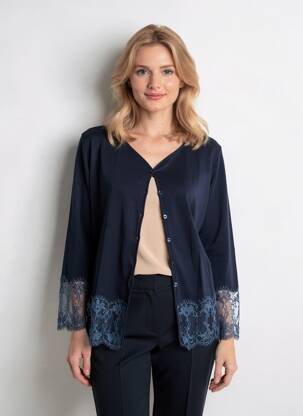 Gilet manches longues fermeture boutonnée sur le devant bleu OSCALITO femme