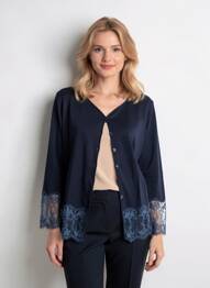 Gilet manches longues fermeture boutonnée sur le devant bleu OSCALITO femme